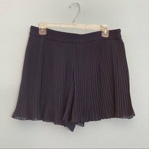 Zara Woman Pleated Loose Shorts - Navy Blue - Medium